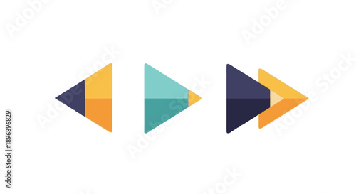 Colorful Geometric Arrows Pointing Right Direction.