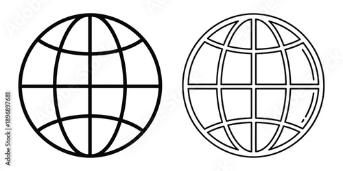 Simple globe design elements showing world map grids symbolizing global communication vector illustration artwork