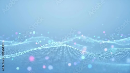 Serene Blue Techscape Abstract Data Waves Flowing with Luminous Light Particles