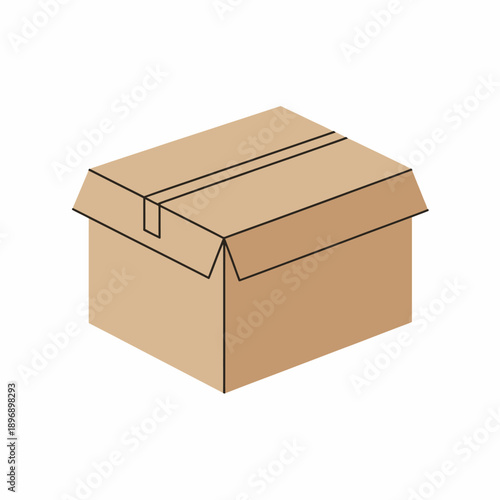 Simple brown cardboard box with open flap