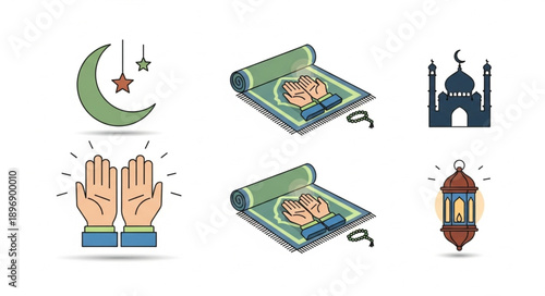 Islamic cultural symbols and religious icons collection.