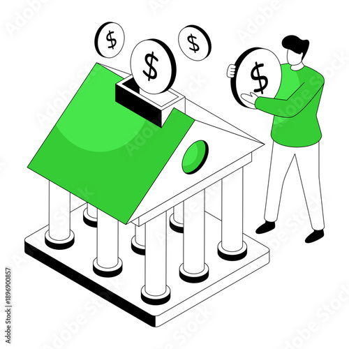 An eye catching design illustration of bank deposit 