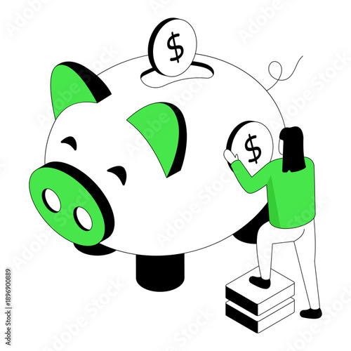 A flat isometric illustration of savings 