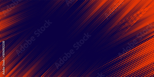 Abstract speed lines style orange color halftone banner design template. Vector.