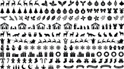 Animal Silhouette Set Collection of Wildlife Birds Fish Insects Mammals Icons Vector Illustration Isolated Black Figures