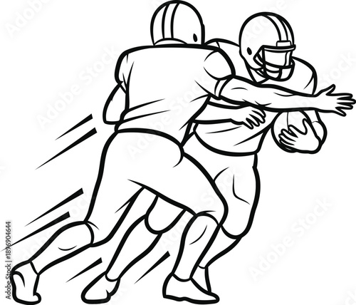 American football player being tackled by opponent