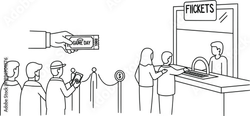 Person buying game day tickets at the counter