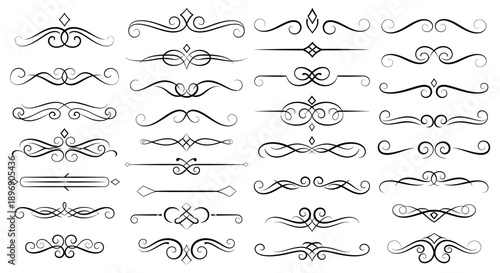 Collection of Elegant Swirl and Flourish Vector Ornaments and Decorative Elements