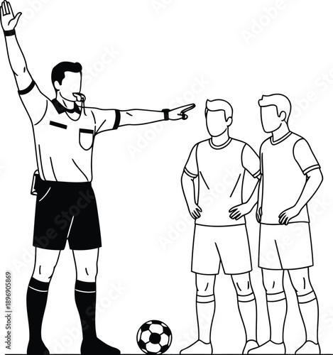 Referee making decision during soccer match