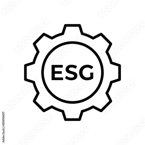 A professional vector image featuring the ESG acronym inside a gear icon representing environmental social and corporate governance standards