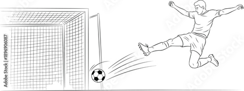 Soccer player scoring a goal with precision and skill