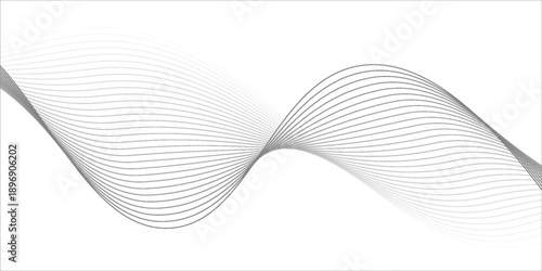 Abstract vector banner with grey wavy lines