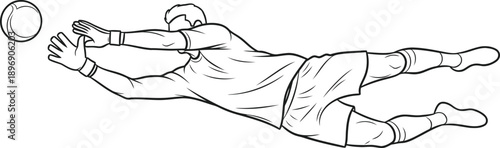 Goalkeeper making a fantastic save in soccer game