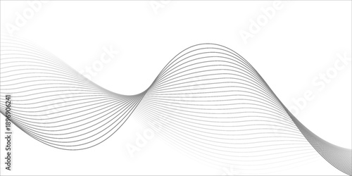 Abstract vector banner with grey wavy lines