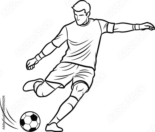 Man kicking soccer ball with great force