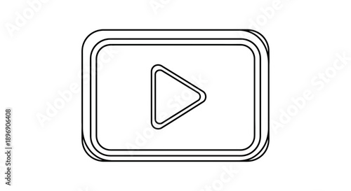 Minimalist black and white outline icon representing a universal media playback button prompt for digital content initiation.