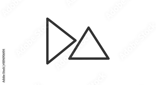 Simple outline graphic featuring two overlapping geometric shapes, a triangle and a right-pointing play arrow icon.