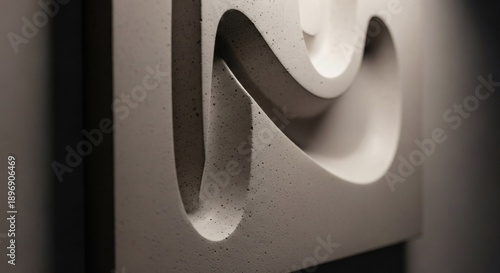 Abstract White Sculpture with Curved Shapes.