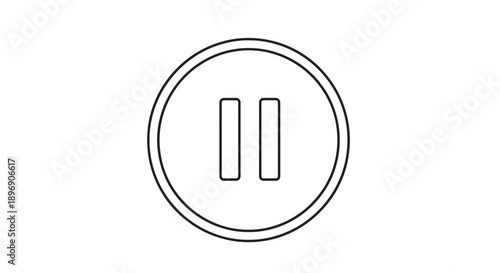 Minimalist outline icon design featuring the universal symbol for pausing playback or media controls on a dark backdrop.