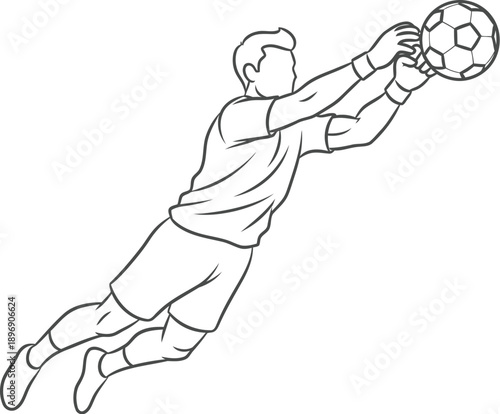 Goalkeeper catching soccer ball in mid air