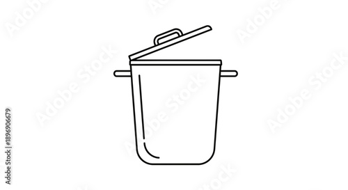 Minimalist outline icon depicting an open-lid trash can symbolizing deletion, removal, or waste management concepts clearly.