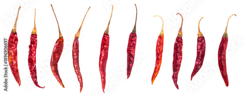 Wallpaper Mural Set dried bird's eye chili peppers isolated on white background, top view Torontodigital.ca