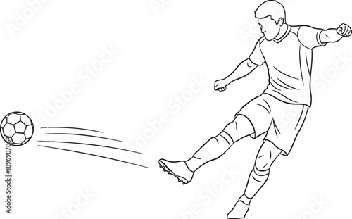 Man kicking soccer ball in action