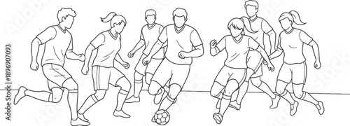 Group of people playing soccer in the field