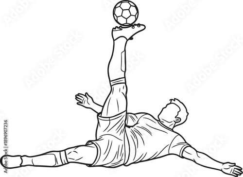 Football player performing overhead kick