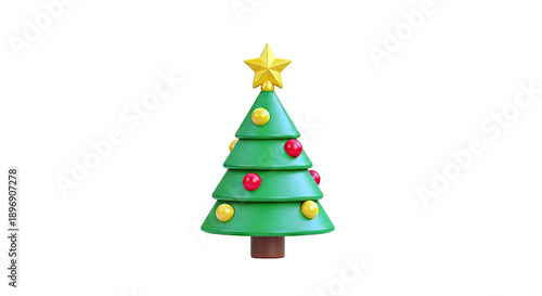 Wallpaper Mural 3D Cartoon Christmas Tree with Ornaments and Star Torontodigital.ca