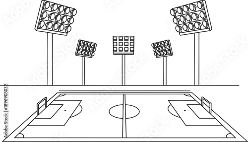 Football stadium with floodlights
