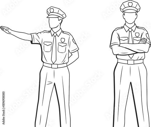 Two police officers standing in different postures