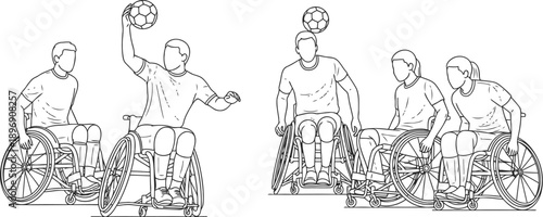 Disabled people playing football in wheelchair