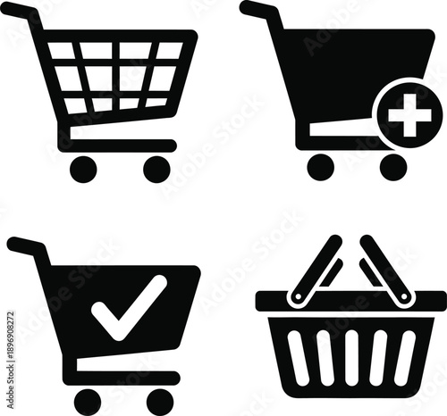 E commerce shopping cart icons set