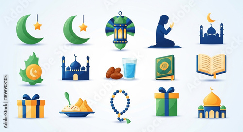 Islamic Symbols and Ramadan Icons Collection.