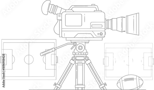 Camera recording american football match on field