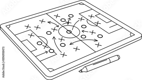 Tactical football strategy on digital tablet