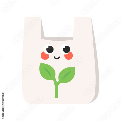 Eco recycle bag cartoon. Ecology, environment, natural, green, sustainable concepts. Flat vector design isolated illustration.
