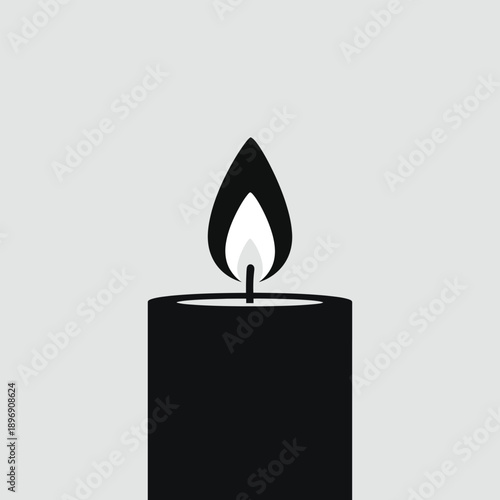 Simple black silhouette of a burning candle