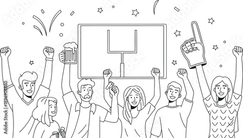 Group of people celebrating with raised hands