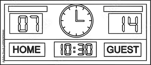 Hotel room display showing home and guest information