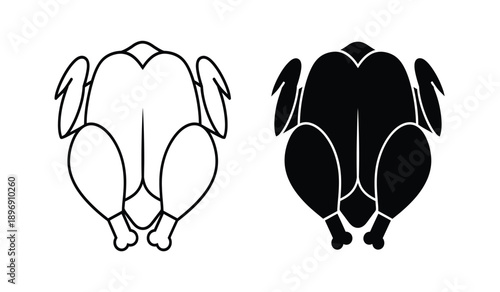 Vector illustration of two turkey legs with and without fill for food or holiday concepts