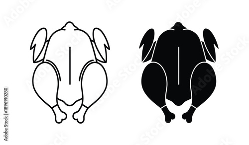 Vector illustration of a pair of chicken thighs in black and white