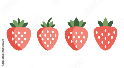 Minimalist Red Strawberry Icons for Healthy Food Design