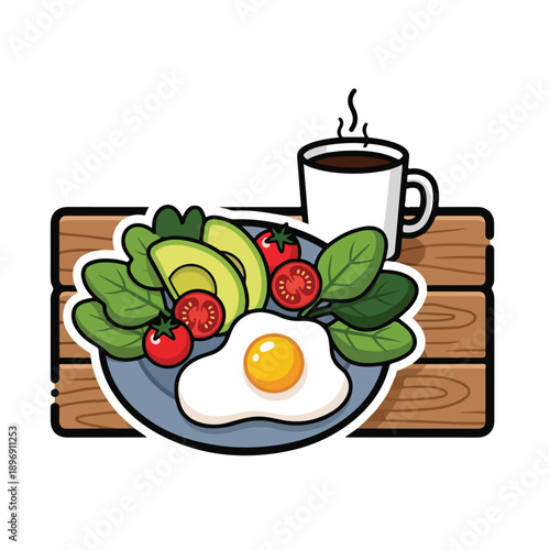 Breakfast Plate with Egg and Vegetables.
