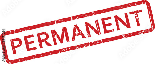 A red rectangular rubber stamp clearly displays the word PERMANENT with a distressed grunge effect