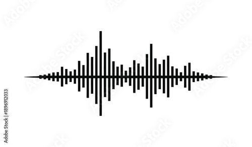Black sound wave graphic on a for audio or music related concepts and designs