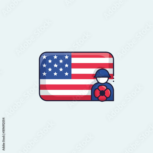 American Flag Badge with Medical Icon.