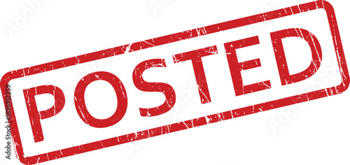 A red rectangular rubber stamp clearly displays the word POSTED with a distressed grunge effect