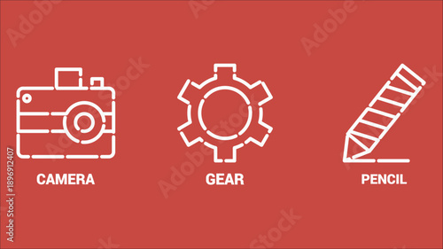 Flat business icon set featuring vector illustration signs for medical and digital photo camera technology designed for web and internet concepts Would you like me to generate more descriptive string